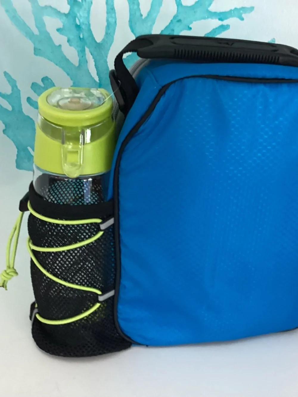 AZ Pro Insulated Zipper Lunch Bag, Blue Geometric w/ Containers & Ice Packs NEW